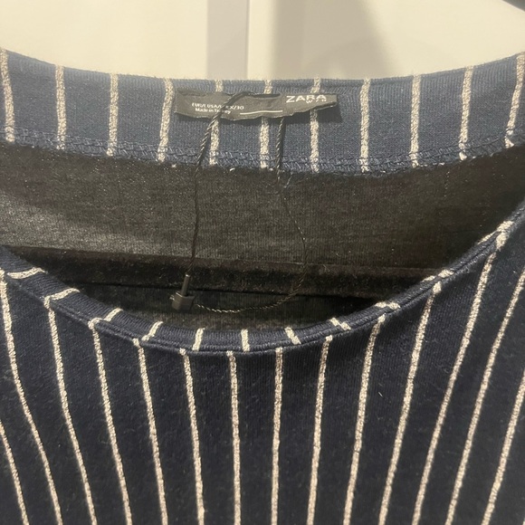 NWOT / Zara  Long Sleeve Shift Dress Blue Pin Striped Size L - Picture 2 of 5